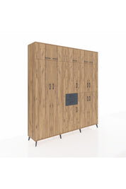 Hyperion Dolap 10 Raflı 2 Çekmeceli 3 Askılı 220x44x243 Çam-Çam/Antrasit