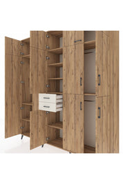 Hyperion Dolap 10 Raflı 2 Çekmeceli 3 Askılı 220x44x243 Çam-Çam/Aytaşı