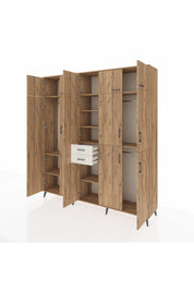 Hyperion Dolap 10 Raflı 2 Çekmeceli 3 Askılı 220x44x243 Çam-Çam/Aytaşı