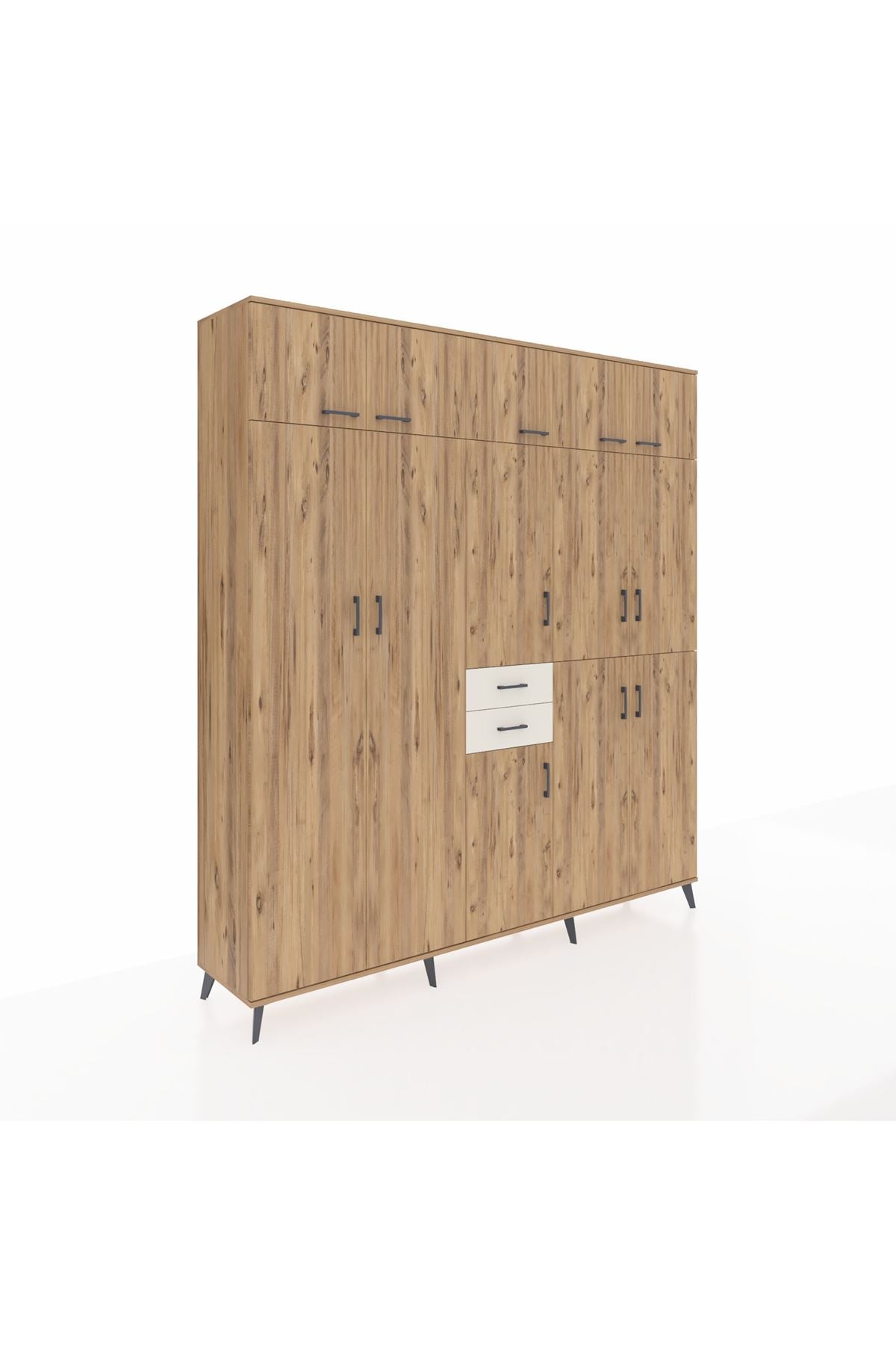 Hyperion Dolap 10 Raflı 2 Çekmeceli 3 Askılı 220x44x243 Çam-Çam/Aytaşı