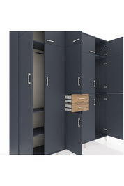 Hyperion Dolap 10 Raflı 2 Çekmeceli 3 Askılı 220x44x243 Antrasit-Antrasit/Çam