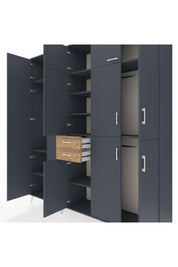 Hyperion Dolap 10 Raflı 2 Çekmeceli 3 Askılı 220x44x243 Antrasit-Antrasit/Çam