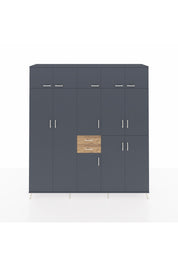 Hyperion Dolap 10 Raflı 2 Çekmeceli 3 Askılı 220x44x243 Antrasit-Antrasit/Çam