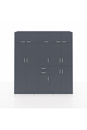 Hyperion Dolap 10 Raflı 2 Çekmeceli 3 Askılı 220x44x243 Antrasit-Antrasit/Antrasit