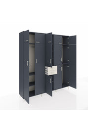 Hyperion Dolap 10 Raflı 2 Çekmeceli 3 Askılı 220x44x243 Antrasit-Antrasit/Aytaşı