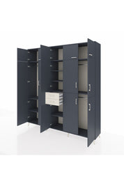 Hyperion Dolap 10 Raflı 2 Çekmeceli 3 Askılı 220x44x243 Antrasit-Antrasit/Aytaşı