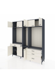 Hyperion Dolap 8 Raflı 4 Çekmeceli 3 Askılı 220x44x243 Antrasit-Aytaşı/Aytaşı