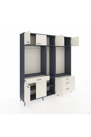 Hyperion Dolap 8 Raflı 4 Çekmeceli 3 Askılı 220x44x243 Antrasit-Aytaşı/Aytaşı