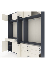 Hyperion Dolap 8 Raflı 4 Çekmeceli 3 Askılı 220x44x243 Antrasit-Aytaşı/Aytaşı