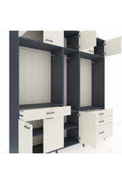 Hyperion Dolap 8 Raflı 4 Çekmeceli 3 Askılı 220x44x243 Antrasit-Aytaşı/Aytaşı