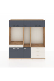 Hyperion Dolap 8 Raflı 4 Çekmeceli 3 Askılı 220x44x243 Çam-Antrasit/Aytaşı