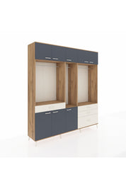 Hyperion Dolap 8 Raflı 4 Çekmeceli 3 Askılı 220x44x243 Çam-Antrasit/Aytaşı