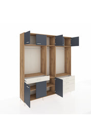 Hyperion Dolap 8 Raflı 4 Çekmeceli 3 Askılı 220x44x243 Çam-Antrasit/Aytaşı