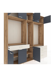 Hyperion Dolap 8 Raflı 4 Çekmeceli 3 Askılı 220x44x243 Çam-Antrasit/Aytaşı
