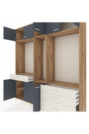 Hyperion Dolap 8 Raflı 4 Çekmeceli 3 Askılı 220x44x243 Çam-Antrasit/Aytaşı