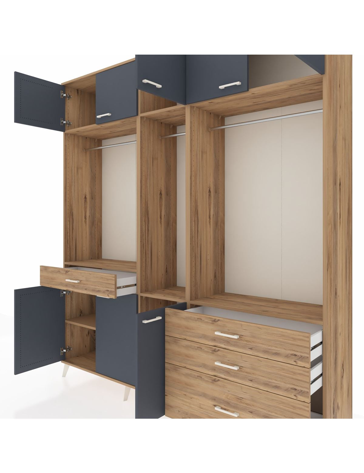 Hyperion Dolap 8 Raflı 4 Çekmeceli 3 Askılı 220x44x243 - S553M033V27B