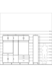 Hyperion Dolap 8 Raflı 4 Çekmeceli 3 Askılı 220x44x243 - S553M033V27B