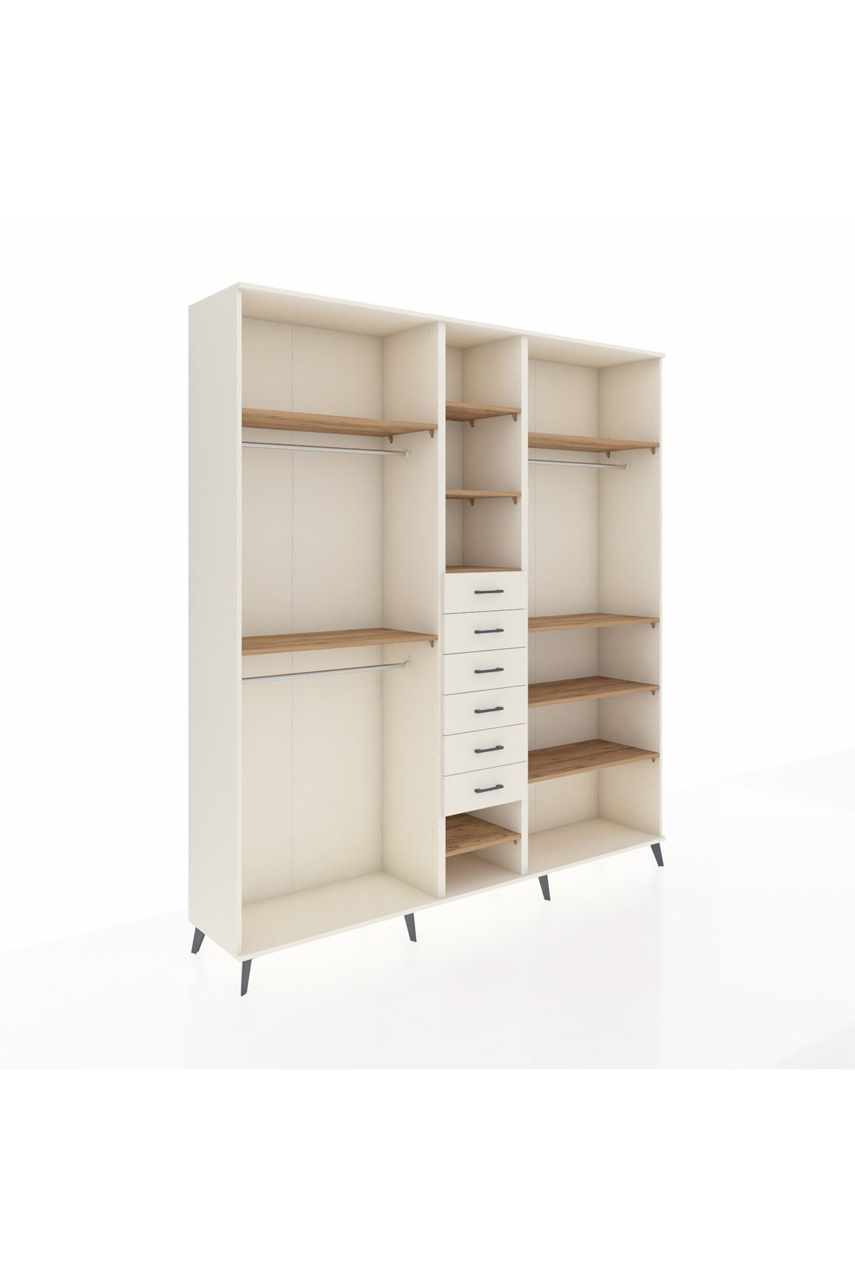 Hyperion Dolap 10 Raflı 6 Çekmeceli 3 Askılı 220x44x243 Aytaşı-Çam/Aytaşı