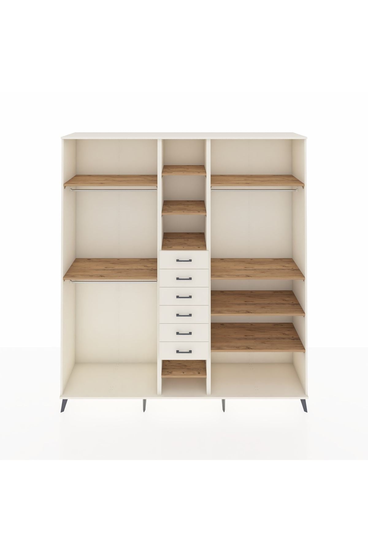 Hyperion Dolap 10 Raflı 6 Çekmeceli 3 Askılı 220x44x243 Aytaşı-Çam/Aytaşı