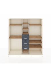 Hyperion Dolap 10 Raflı 6 Çekmeceli 3 Askılı 220x44x243 Aytaşı-Çam/Antrasit