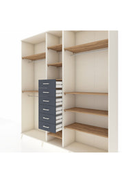 Hyperion Dolap 10 Raflı 6 Çekmeceli 3 Askılı 220x44x243 Aytaşı-Çam/Antrasit