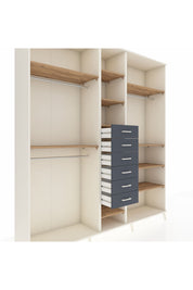 Hyperion Dolap 10 Raflı 6 Çekmeceli 3 Askılı 220x44x243 Aytaşı-Çam/Antrasit