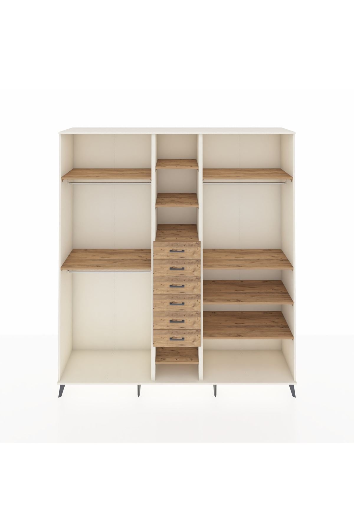 Hyperion Dolap 10 Raflı 6 Çekmeceli 3 Askılı 220x44x243 Aytaşı-Çam/Çam