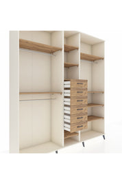 Hyperion Dolap 10 Raflı 6 Çekmeceli 3 Askılı 220x44x243 Aytaşı-Çam/Çam