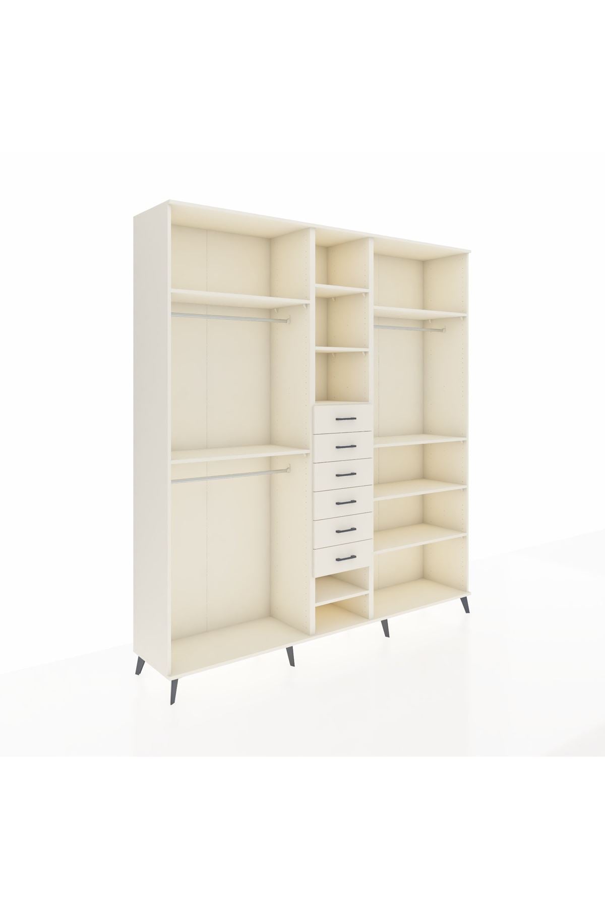 Hyperion Dolap 10 Raflı 6 Çekmeceli 3 Askılı 220x44x243 Aytaşı-Aytaşı/Aytaşı