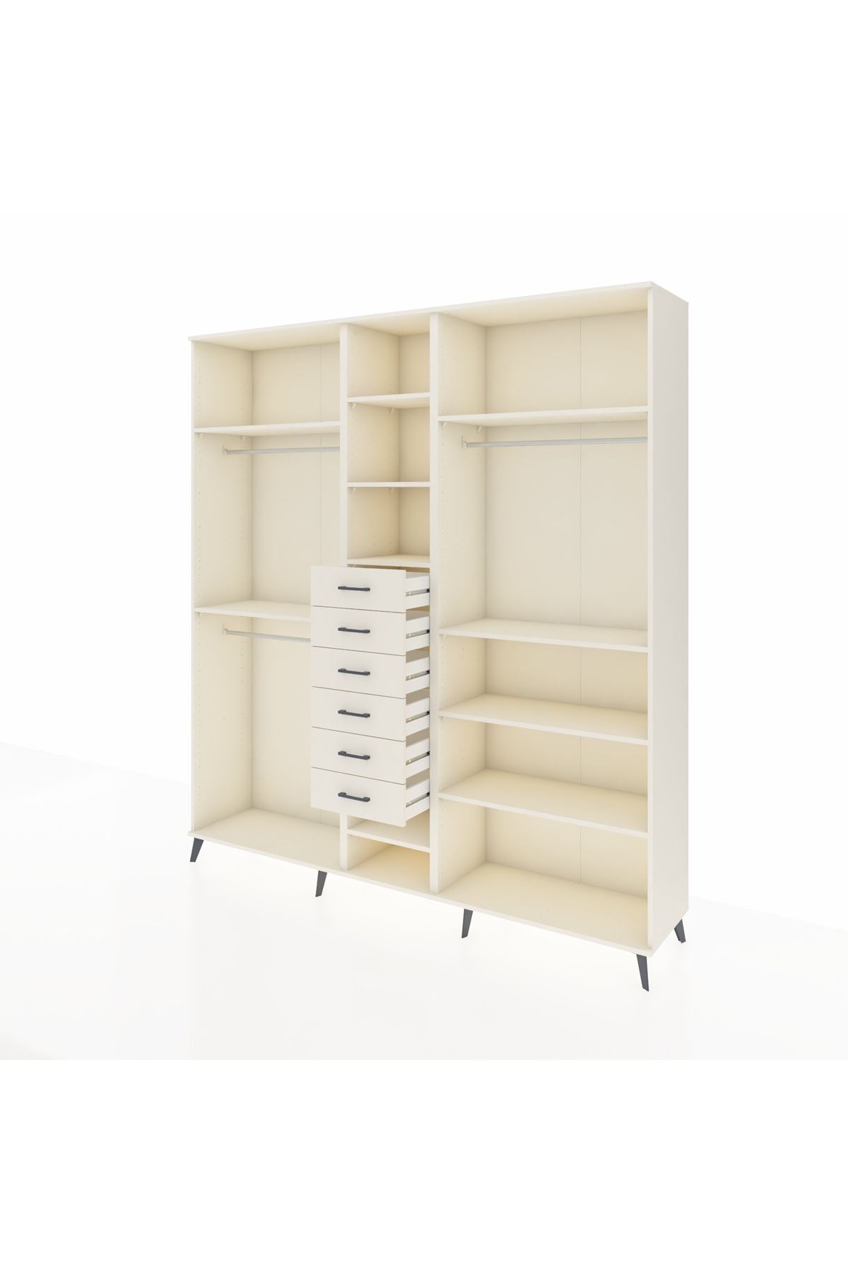 Hyperion Dolap 10 Raflı 6 Çekmeceli 3 Askılı 220x44x243 Aytaşı-Aytaşı/Aytaşı