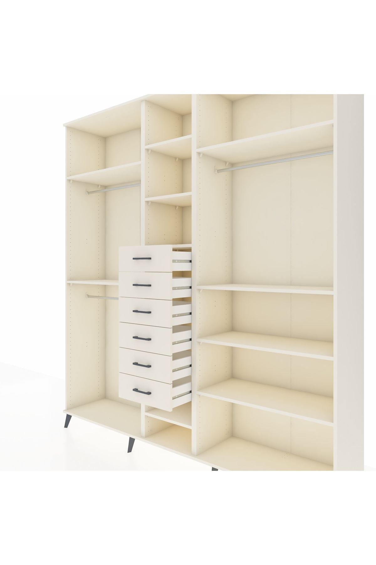 Hyperion Dolap 10 Raflı 6 Çekmeceli 3 Askılı 220x44x243 Aytaşı-Aytaşı/Aytaşı