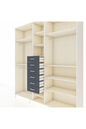 Hyperion Dolap 10 Raflı 6 Çekmeceli 3 Askılı 220x44x243 Aytaşı-Aytaşı/Antrasit