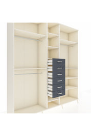 Hyperion Dolap 10 Raflı 6 Çekmeceli 3 Askılı 220x44x243 Aytaşı-Aytaşı/Antrasit