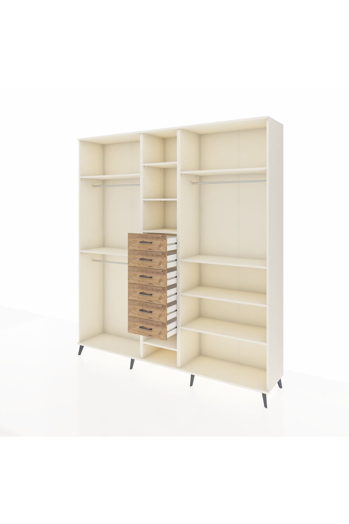 Hyperion Dolap 10 Raflı 6 Çekmeceli 3 Askılı 220x44x243 Aytaşı-Aytaşı/Çam