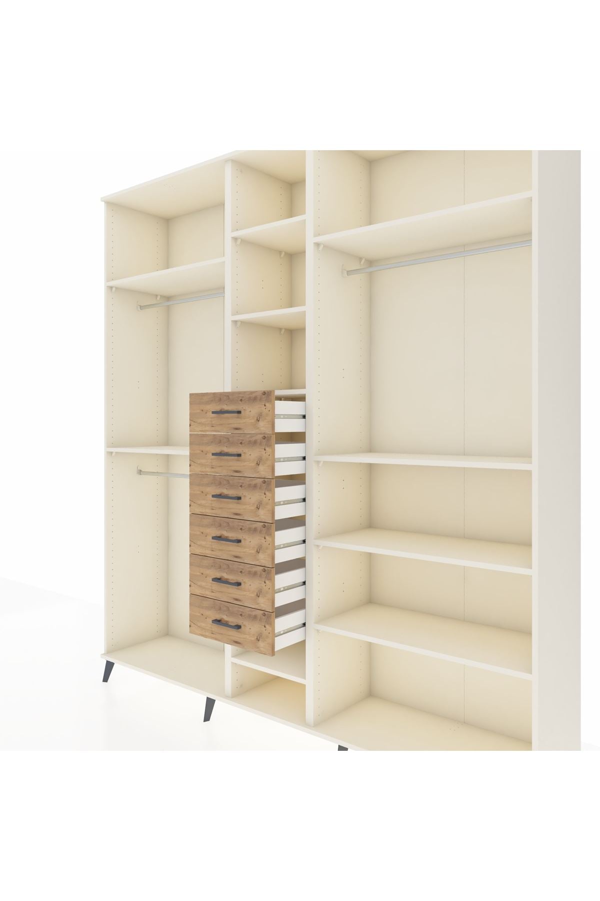 Hyperion Dolap 10 Raflı 6 Çekmeceli 3 Askılı 220x44x243 Aytaşı-Aytaşı/Çam