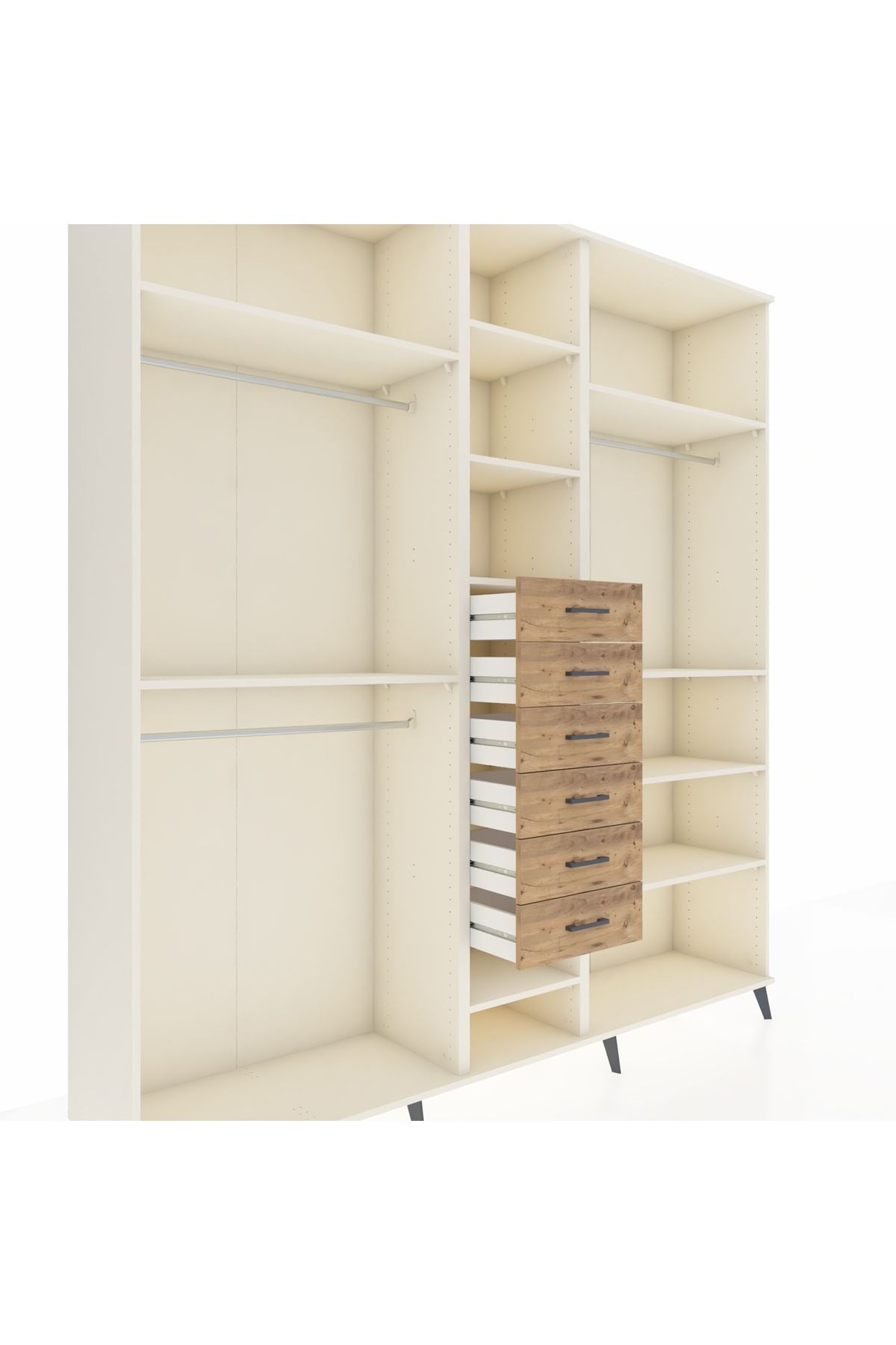 Hyperion Dolap 10 Raflı 6 Çekmeceli 3 Askılı 220x44x243 Aytaşı-Aytaşı/Çam