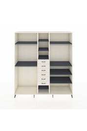 Hyperion Dolap 10 Raflı 6 Çekmeceli 3 Askılı 220x44x243 Aytaşı-Antrasit/Aytaşı