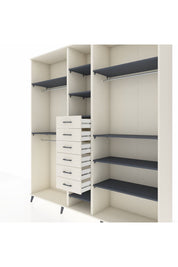 Hyperion Dolap 10 Raflı 6 Çekmeceli 3 Askılı 220x44x243 Aytaşı-Antrasit/Aytaşı