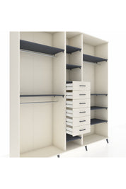 Hyperion Dolap 10 Raflı 6 Çekmeceli 3 Askılı 220x44x243 Aytaşı-Antrasit/Aytaşı