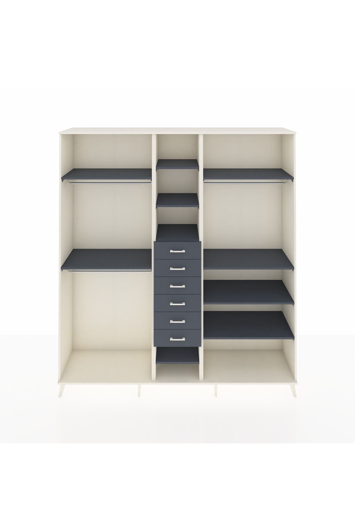 Hyperion Dolap 10 Raflı 6 Çekmeceli 3 Askılı 220x44x243 Aytaşı-Antrasit/Antrasit