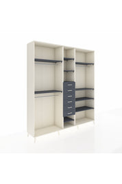 Hyperion Dolap 10 Raflı 6 Çekmeceli 3 Askılı 220x44x243 Aytaşı-Antrasit/Antrasit