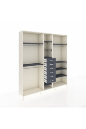 Hyperion Dolap 10 Raflı 6 Çekmeceli 3 Askılı 220x44x243 Aytaşı-Antrasit/Antrasit