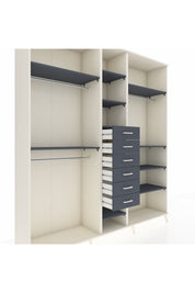 Hyperion Dolap 10 Raflı 6 Çekmeceli 3 Askılı 220x44x243 Aytaşı-Antrasit/Antrasit