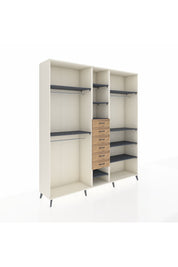 Hyperion Dolap 10 Raflı 6 Çekmeceli 3 Askılı 220x44x243 Aytaşı-Antrasit/Çam