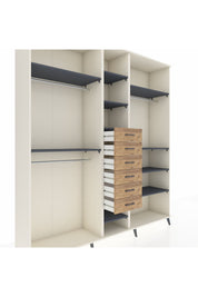 Hyperion Dolap 10 Raflı 6 Çekmeceli 3 Askılı 220x44x243 Aytaşı-Antrasit/Çam