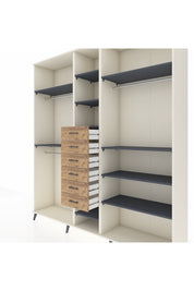 Hyperion Dolap 10 Raflı 6 Çekmeceli 3 Askılı 220x44x243 Aytaşı-Antrasit/Çam