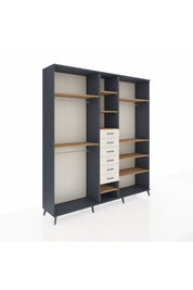 Hyperion Dolap 10 Raflı 6 Çekmeceli 3 Askılı 220x44x243 Antrasit-Çam/Aytaşı