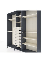 Hyperion Dolap 10 Raflı 6 Çekmeceli 3 Askılı 220x44x243 Antrasit-Aytaşı/Aytaşı