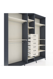 Hyperion Dolap 10 Raflı 6 Çekmeceli 3 Askılı 220x44x243 Antrasit-Aytaşı/Aytaşı