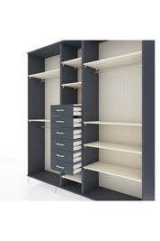 Hyperion Dolap 10 Raflı 6 Çekmeceli 3 Askılı 220x44x243 Antrasit-Aytaşı/Antrasit
